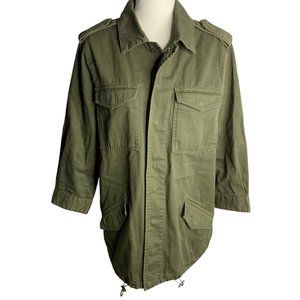 Who What Wear Utility Jacket M Army Green Pockets Snap Front Toggle Waist